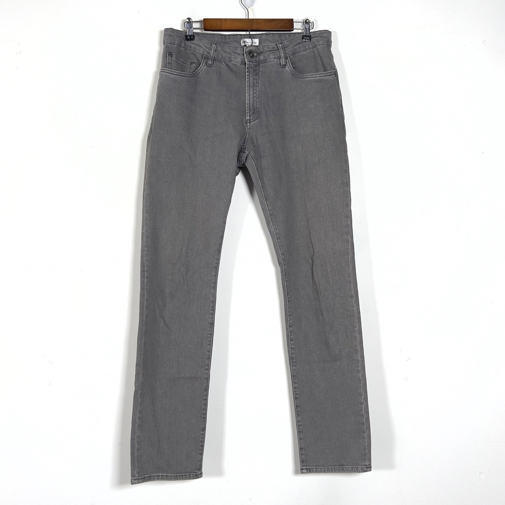Peter Millar Straight Leg Jeans‎ Mens Sz 34x33 Gray Denim Pants 5 Pocket Stretch